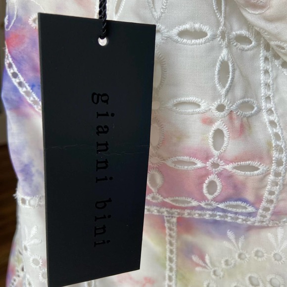 Gianni Bini Delaney Embroidered Eyelet Halter Neck Tie Dye Maxi Dress - Picture 9 of 9